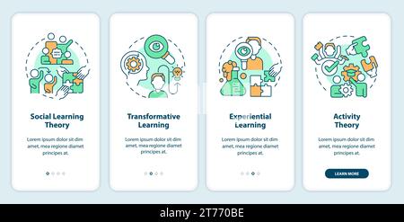 Parcourez les théories d'apprentissage avec des icônes colorées Illustration de Vecteur