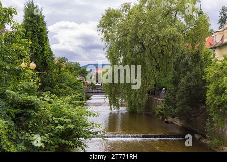 Polanica Zdroj, Pologne, 16 juillet 2023 : centre historique de la ville Polanica Zdroj dans le comté de Klodzko, voïvodie de Basse-Silésie en Pologne occidentale Banque D'Images