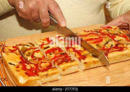 Focaccia de coupe. Banque D'Images