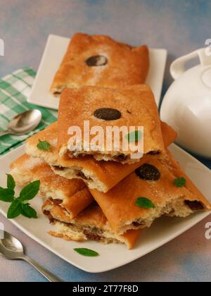 Farinosos de chocolat. Pâte au chocolat fourrée. Typique d'Almuniente, Huesca, Aragon, Espagne. Banque D'Images