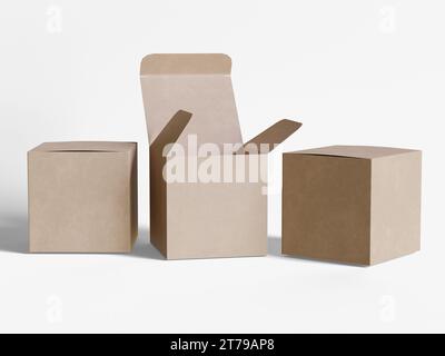 Papier carton blanc de fond d'emballage de boîte carrée avec texture réaliste Banque D'Images