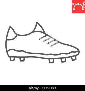 Icône de ligne de chaussure de football, sport et chaussures, icône vectorielle de chaussure de football, graphiques vectoriels, signe de contour de trait modifiable, eps 10. Illustration de Vecteur