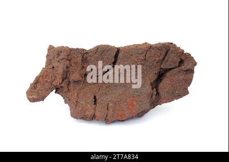 Grès rouge riche en fer. Le grès est une roche sédimentaire clastique composée de grains de quartz. Cet échantillon provient de Sierra de Albarracín, Teruel, Aragó Banque D'Images