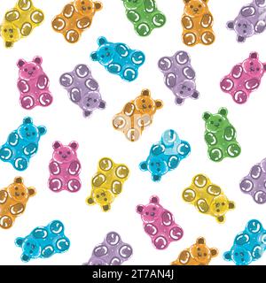 Motif fond blanc avec Gummy Bears Vector Illustration de Vecteur