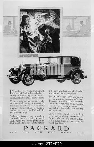 1927 annonce de voiture Packard. 'Demandez à l'homme qui en possède un.' Banque D'Images