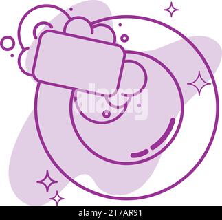 Éponge isolée nettoyant un vecteur d'icône de plat Illustration de Vecteur