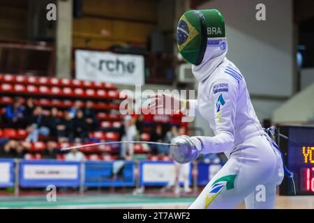 Moellhausen Nathalie (BRA) vu en action lors de la coupe du monde Epee individuelle féminine Legnano ITA 2023 à Palaborsani. (Photo de Fabrizio Carabelli / SOPA Images/Sipa USA) Banque D'Images