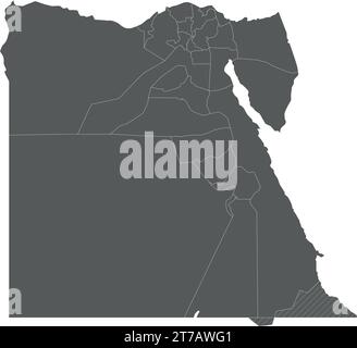 Carte vierge vectorielle de l'Egypte avec gouvernorats ou provinces et divisions administratives. Calques modifiables et clairement étiquetés. Illustration de Vecteur