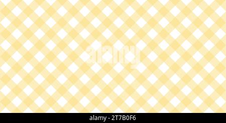 Motif sans couture diagonal Vichy en couleur pastel jaune. Vichy Plaid design pour décoration textile de vacances de Pâques. Motif à damier vectoriel pour Illustration de Vecteur