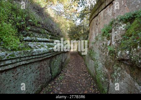 Necropoli della Banditaccia nécropole étrusque, Cerveteri, Latium, Italie Banque D'Images