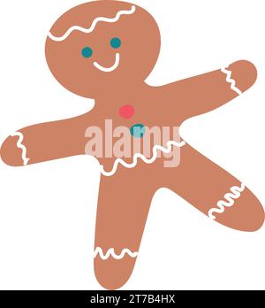 Icône d'esquisse de cookie de pain d'épice de couleur isolée Vector Illustration de Vecteur