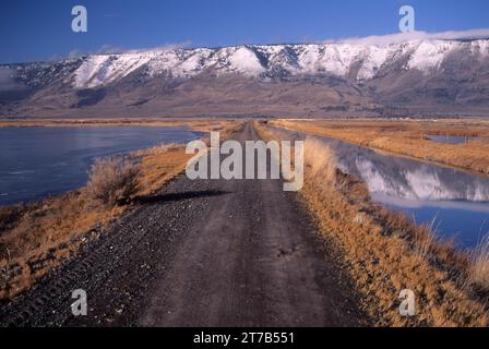 Route de l'été, refuge de faune du lac, de l'Oregon Banque D'Images