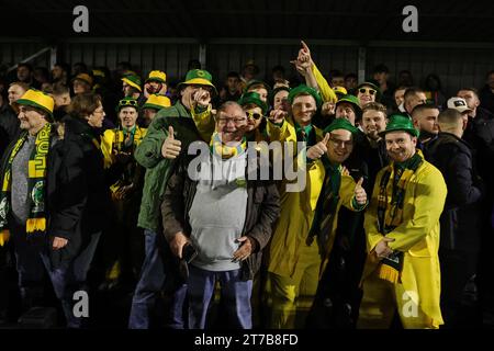 Horsham, Royaume-Uni. 14 novembre 2023. Fans de Horsham lors du match Emirates FA Cup Horsham FC vs Barnsley au Camping World Community Stadium, Horsham, Royaume-Uni, le 14 novembre 2023 (photo Mark Cosgrove/News Images) à Horsham, Royaume-Uni le 11/14/2023. (Photo de Mark Cosgrove/News Images/Sipa USA) crédit : SIPA USA/Alamy Live News Banque D'Images