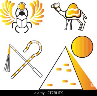 Ensemble d'icônes d'égypte colorées vecteur Illustration de Vecteur