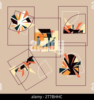 Ensemble de compositions abstraites pour affiche imprimée, étiquette de logo de couverture et diverses utilisations. Compositions chaotiques avec fragments pointus et vecteur de formes géométriques Illustration de Vecteur