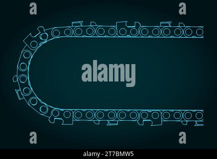Illustration vectorielle stylisée du plan de la chaîne de tronçonneuse Illustration de Vecteur
