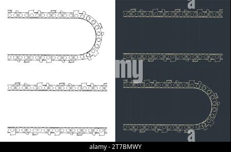Illustrations vectorielles stylisées de plans de chaîne de tronçonneuse Illustration de Vecteur