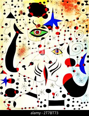 Chiffres et constellations en amour avec une femme, 1941 – Joan Miró Illustration de Vecteur