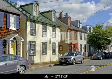 Maisons résidentielles dans la ville historique d'Annapolis MD Banque D'Images