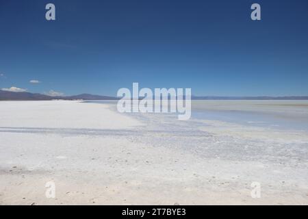 4 janvier 2022 ; Salinas grandes, Jujuy, Argentine. Vue générale de Salinas grandes, un endroit très célèbre en Argentine pour l'extraction du Lithium Banque D'Images