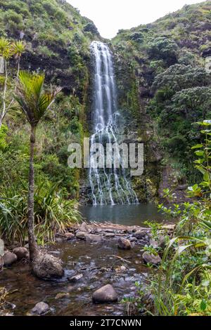 Longue exposition de Karekare Falls, Waitakere Ranges Regional Park, Auckland, Nouvelle-Zélande. Banque D'Images