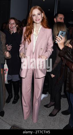 New York City, NY, États-Unis. 14/11/2023, Jessica Chastain assiste à une projection et à une conférence pour son film Memory à la Robin Williams Foundation le 14 novembre 2023 à New York, NY, USA. Photo de MM/ABACAPRESS.COM crédit : Abaca Press/Alamy Live News Banque D'Images