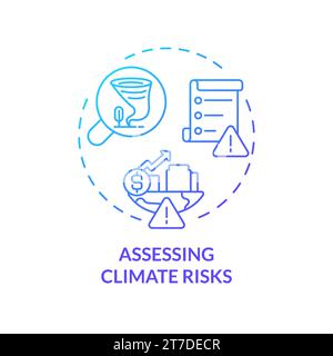 Icône de ligne fine de gradient évaluant le concept de risques climatiques Illustration de Vecteur