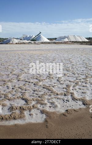 Majorque, Espagne - nov 1 2023 : récolte naturelle du sel aux Salines des Trenc Banque D'Images