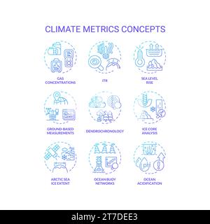 Ensemble d'icônes de gradient représentant les mesures climatiques Illustration de Vecteur