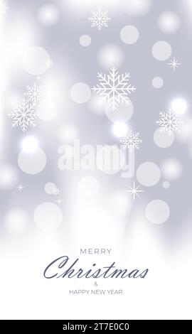 Joyeux noël et bonne année fond festif vertical avec des flocons de neige et des lumières bokeh de vacances. Illustration vectorielle Illustration de Vecteur