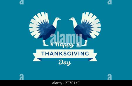 Bannière de jour de Thanksgiving avec Thanksgiving turquie - arrière-plan d'illustration vectorielle plat minimal à la mode Illustration de Vecteur