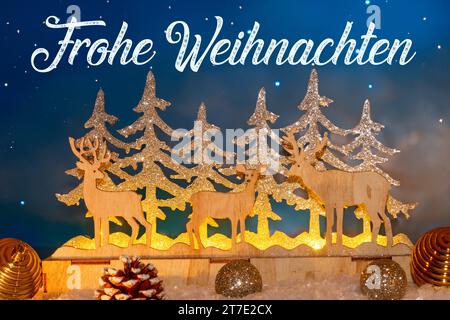 Carte de Noël avec voeux de Noël en allemand et décoration de Noël Banque D'Images