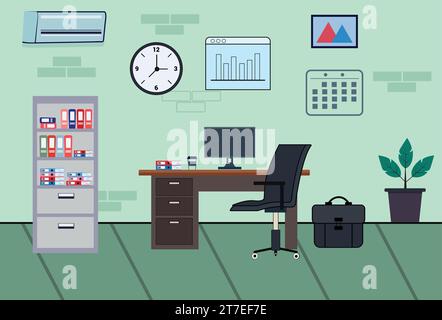 Office Vectors Illustration design, cabinet de bureau., école, chaises, bibliothèque, dessin animé , vecteurs Illustration design, Illustration de Vecteur