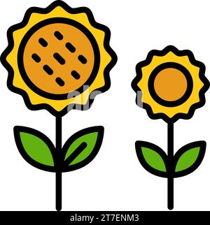 Icône de couleur de tournesol, icône de style plat pour site Web ou application mobile, action de grâce et plante, icône de vecteur de fleur, illustration de style simple, graphi vectoriel Illustration de Vecteur
