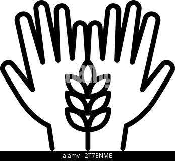 Symbole de ligne de conservation du blé, oreille, icône de vecteur de grains de blé pour l'interface utilisateur. Symbole de ligne logo d'investissement agricole. Sauver la récolte de blé. Illustration de Vecteur