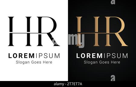 Logo de luxe initial HR ou RH Monogram Text Letter Design Illustration de Vecteur