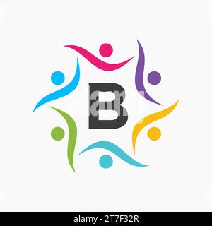 Logo Unity sur le modèle lettre B. Signe de charité, communication, symbole de l'équipe, icône Union Illustration de Vecteur