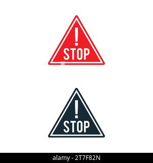 Triangle Stop icône de signe rouge éléments de modèle de conception Illustration de Vecteur