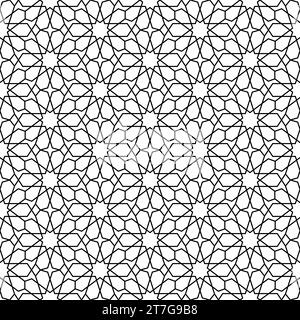 Modèle sans couture Maroc. Répétition de la grille noire marocco isolée sur fond blanc. Motif répété simple mosaïque marocaine. Textur islamique pour le design Illustration de Vecteur