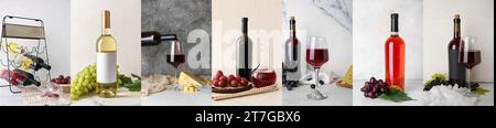 Collage avec des bouteilles de vin différent Banque D'Images