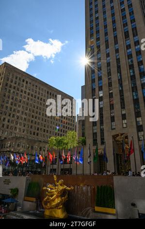 Rockefeller Center Plaza à New York Banque D'Images