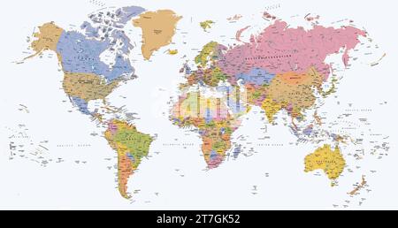 Carte politique du monde projection de Van der Grinten Illustration de Vecteur