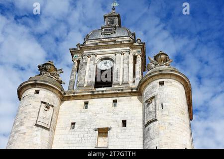 Tour de l'horloge médiévale à la Rochelle, porte de la grosse horloge, Charente-Maritime, France Banque D'Images