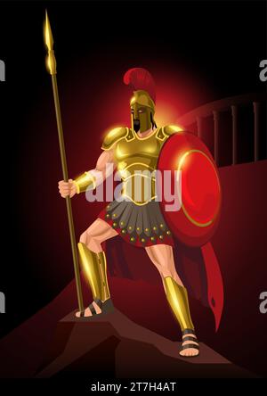 La série d'illustrations vectorielles de dieu grec et de déesse, Ares, est le dieu grec de la guerre. Il est l'un des douze Olympiens, et le fils de Zeus et de Hera Illustration de Vecteur