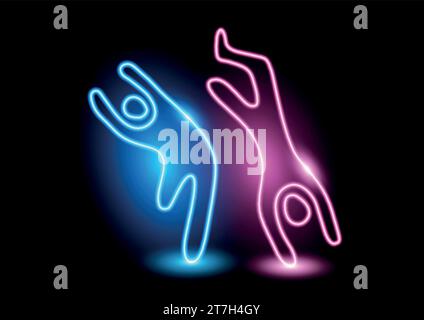 Illustration vectorielle d'une danse des figures de néon Illustration de Vecteur