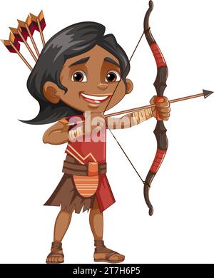 Illustration d'Archer Kid de la tribu amérindienne Illustration de Vecteur