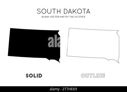 Carte du Dakota du Sud. Carte vectorielle vierge de l'État américain. Frontières du Dakota du Sud pour votre infographie. Illustration vectorielle. Illustration de Vecteur