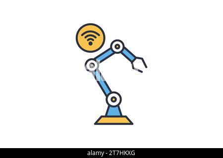 icône robotique intelligente. bras robot avec wifi. icône liée à l'intelligence artificielle. style d'icône de ligne plate. conception vectorielle simple modifiable Illustration de Vecteur