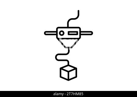 Icône d'impression 3D. Imprimante 3D en action. Icône liée à l'intelligence artificielle, à la technologie d'impression 3D et à la production personnalisée. style d'icône de ligne. si Illustration de Vecteur