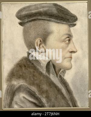 Nicolas Lagneau profil Etude d'un jeune homme avec une casquette, buste, à droite. Charbon, craie de pierre, rougeâtre et pastel, essuyé Banque D'Images